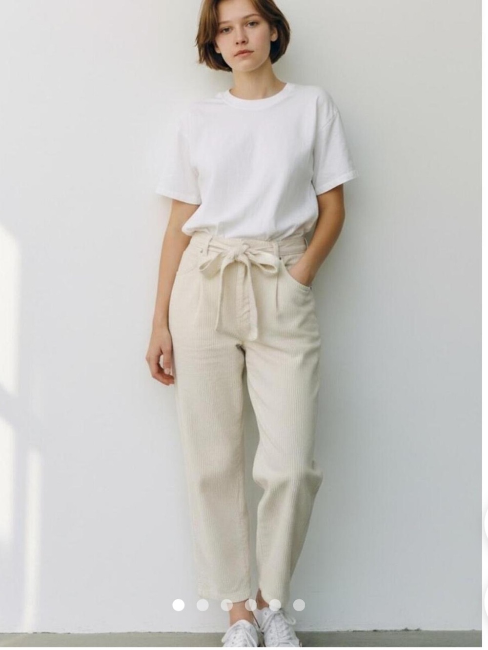 Blu Pepper 🆕 💯 Cotton Corduroy High Waisted Tie Front Belted Pants NWT Sz Large
